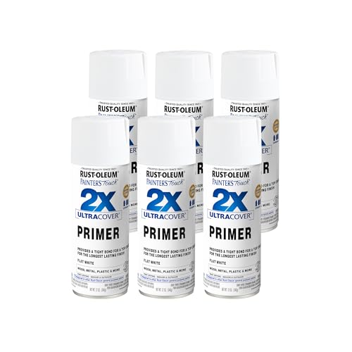 Rust-Oleum Painter's Touch 2X Spray Primer, Flat White, 6 Pack