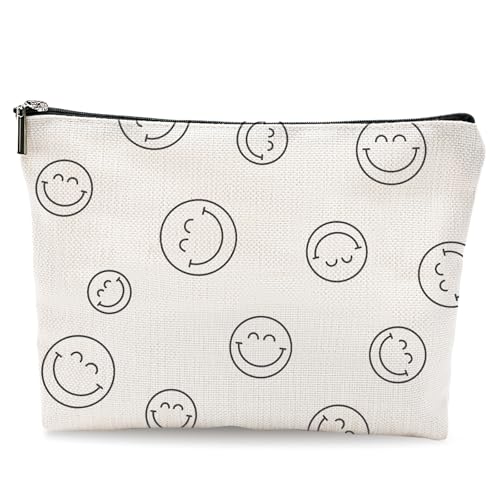 Fywelixc Smile Face Makeup Bag - Waterproof Cosmetic Organizer Pouch