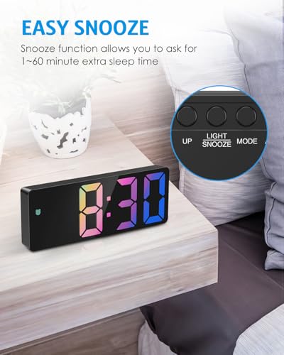 Colorful AMIR LED Digital Alarm Clock with Snooze & Dimmable Display