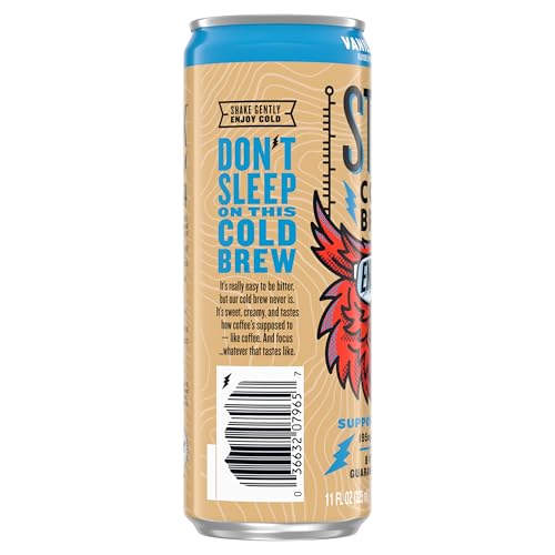 SToK Cold Brew Energy Vanilla Cream, Energy Coffee Beverage with 195mg Caffeine to Help Support Focus, Canned Coffee with B-Vitamins, Guarana and Ginseng,11 fl oz, 12pk