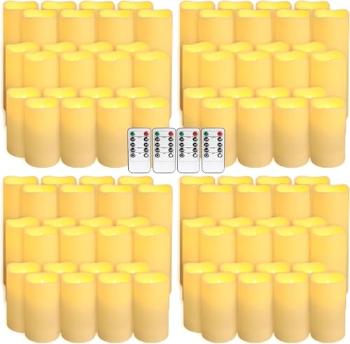 96 Ivory Waterproof Outdoor Flameless LED Candles with Remote & Timer Set