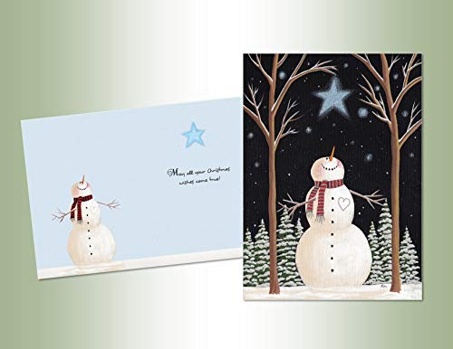 Snowman Christmas Card Set with Glitter Accents, 14 Pack