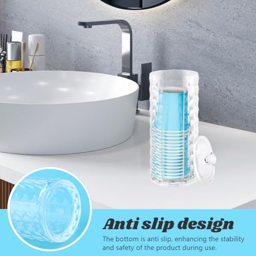 Cotton Pad Holder & Disposable Cup Dispenser with Lid - White