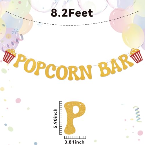 Popcorn Bar Banner - Glitter Decor for Birthday & Bachelorette Parties