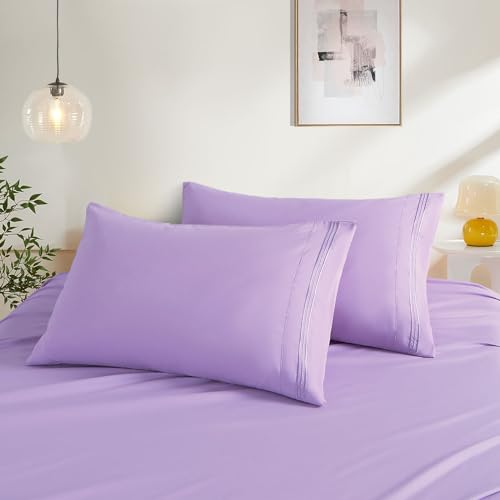 NookZuzu Light Purple Pillow Covers, 2-Pack Standard Size 20x26 Microfiber