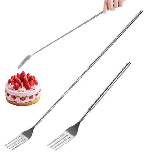 FRCTLNKG 2PCS Extending Stainless Steel Forks - 9 to 25.4 Inch BBQ Utensils