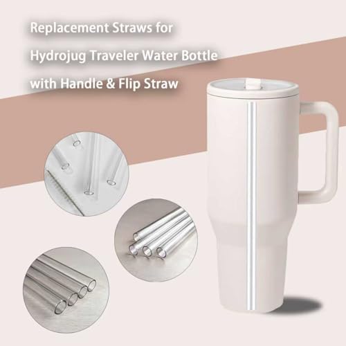 4 Pack Replacement Straws for HydroJug Traveler 32oz - 7.67 Inch Length, BPA-Free Tritan