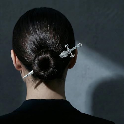 Gothic Metal Sword Hair Sticks 3PCS Dragon Hair Pins for Updos