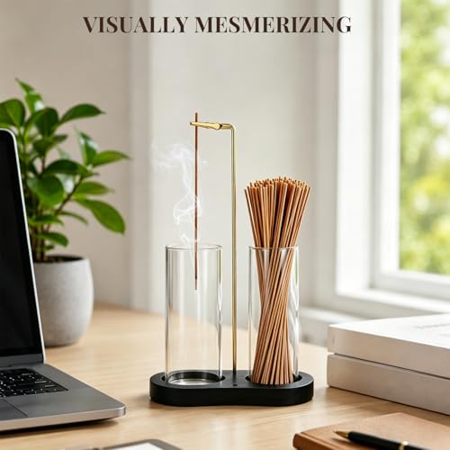 2 in 1 Glass Incense Holder with Ash Catcher & Storage - Boho Decor