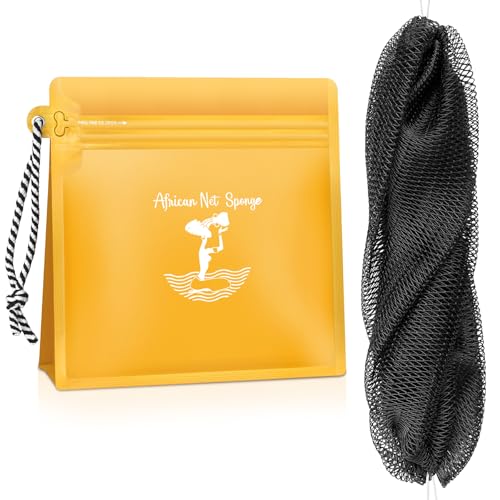 Authentic African Net Sponge Exfoliating Body Scrubber - Black