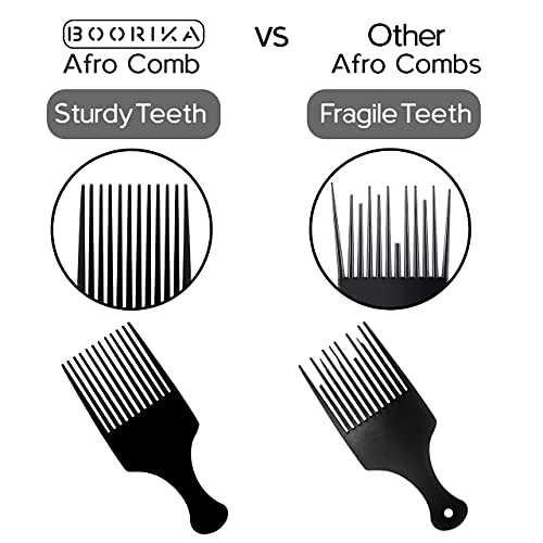 Boorika Afro Hair Pick Comb 7.5 Inch Wide Tooth Detangling Pack of 2