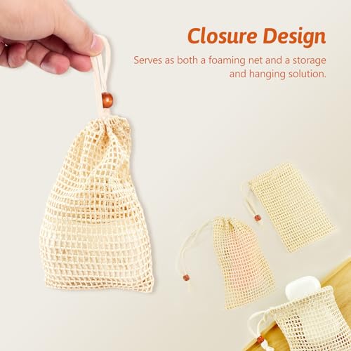 Natural Sisal Soap Saver Bag 4-Pack - Exfoliating Mesh Pouch
