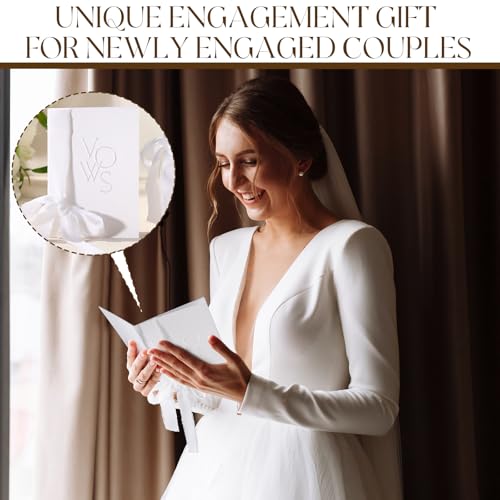 Honoson White Embossed Wedding Vow Book with Elegant Lettering - Keepsake