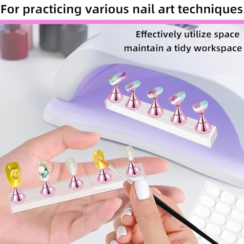 TKYZMS Magnetic Acrylic Nail Stand Set for Press On Nails with Tape