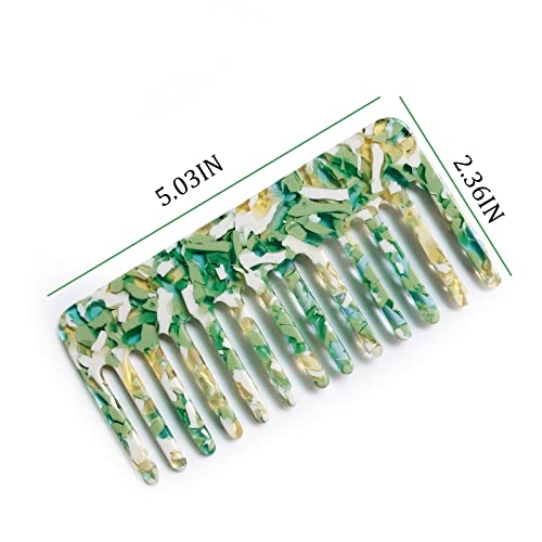 Cellulose Wide Tooth Detangling Comb 2 Pack - Green Hair Comb