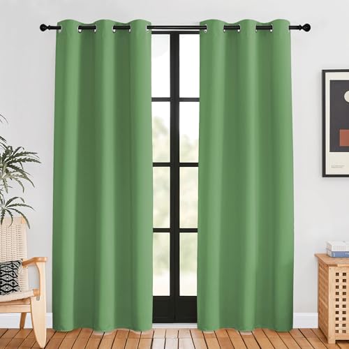 NICETOWN Forest Green Blackout Curtains - 42"W x 80"L, Set of 2 Grommet Drapes