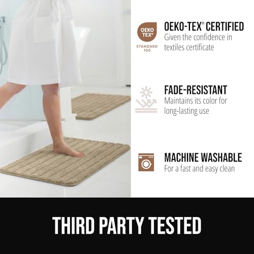 Gorilla Grip Memory Foam Bath Mats, 23x16 & 30x18, Beige - Ultra-Absorbent & Machine Washable