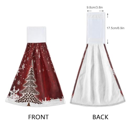Christmas Hanging Kitchen Towels Set - 2pcs Farmhouse Decor, Tie Towels, 12x17 Inches - Variation of Christmas 3