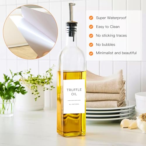 50 Oil and Vinegar Labels for Bottles - Waterproof Kitchen Stickers