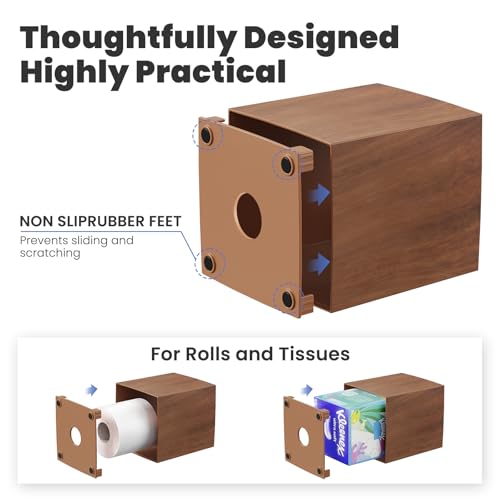 Square Acrylic Tissue Box Cover with Wood Grain Finish