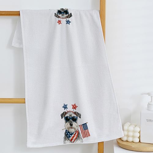 FITIE Patriotic Schnauzer Kitchen Towel - 4th of July USA Flag (Color-a6)