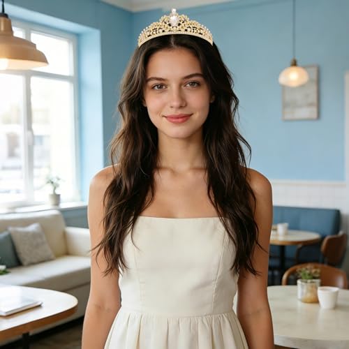 Princess Tiara Crown for Women & Girls Shiny Rhinestone Hair Accessory