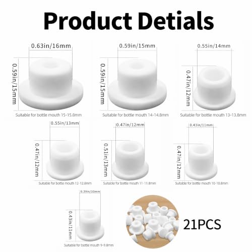 21-Piece Silicone Salt and Pepper Stoppers Set - 7 Sizes