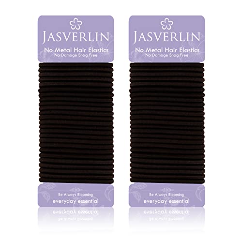 JASVERLIN Dark Brown Hair Elastics 50-Pack No Damage Ponytail Holders