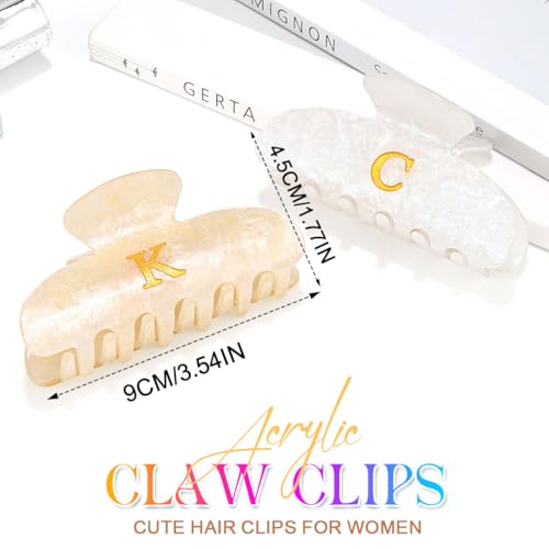 BARTOSI Acrylic Letter Hair Claw Clips Medium Hair Barrettes 2 Pack