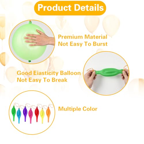 14 Pack Large Thickened Neon Punching Balloons - 7 Colors