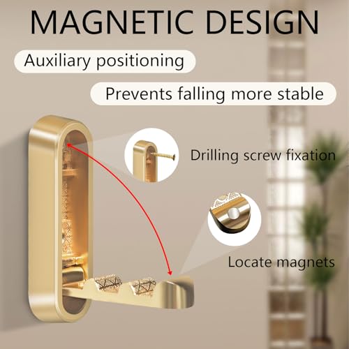 Foldable Gold Wall Hooks - Heavy Duty Zinc Alloy Flip Down Hook (2 Pack)