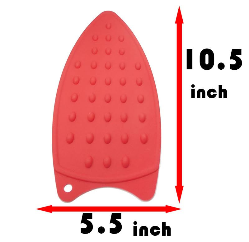 Heat Resistant Silicone Iron Rest Mat - 2 Pack, Non-Slip Surface, Red
