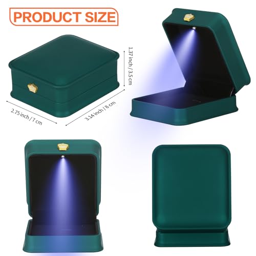 KUKUVR LED Necklace Pendant Gift Box Green Velvet Jewelry Display Case