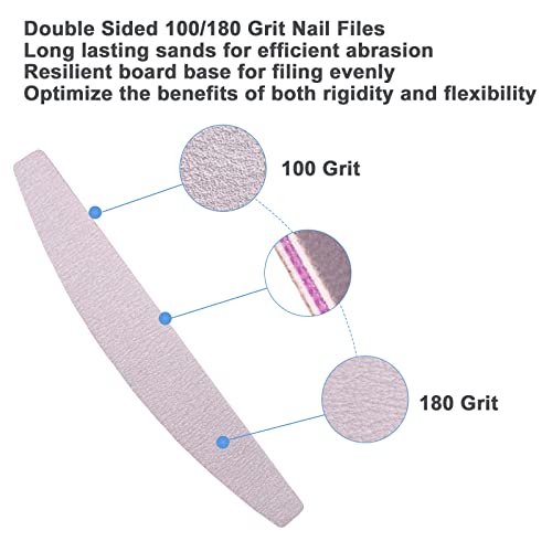AhaTopia Nail File and Buffer Set, 100/180 Grit 10 Pcs