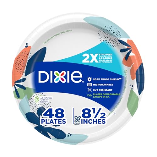 Dixie 8.5 Inch Everyday Paper Plates, 48 Count