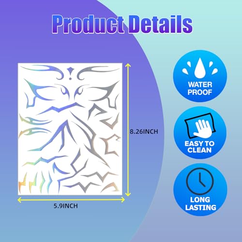Kpop Demon Mark Fake Tattoos - 50PCS Holographic Korean Dark Symbol Temporary Tattoos for Cosplay & Halloween