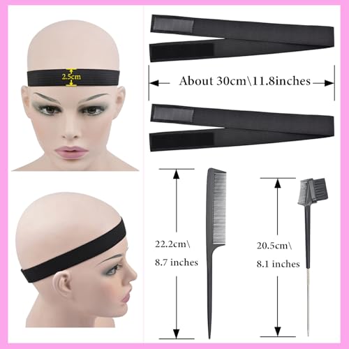 YTBYT Wig Melt Bands & Elastic Bands with Edge Brush and Rat Tail Comb