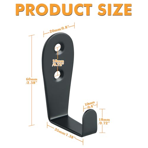 Alise L-Shape Matte Black Stainless Steel Robe & Towel Hooks - 10 Pack