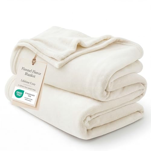 Bedsure GentleSoft Cream Throw Blanket - 50x60 Inches Cozy Fleece