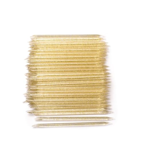 100 Pcs Disposable Double-End Nail Cuticle Pusher Gold Care Sticks