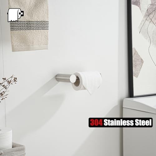 JQK 5-Inch Brushed Steel Toilet Paper Holder - 304 Stainless Steel, Holds Mega Rolls