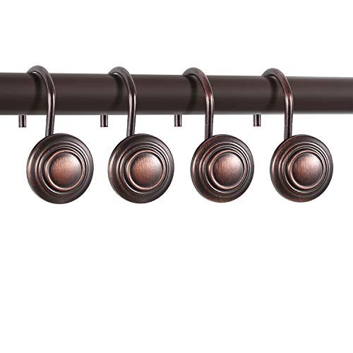 CHICTIE Bronze Shower Curtain Hooks - Rustproof Metal Rings, Set of 12