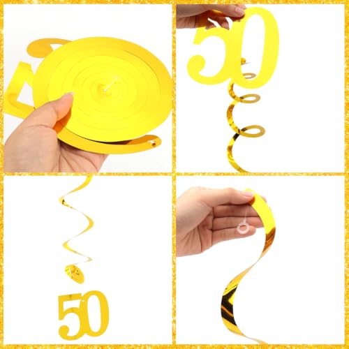 50th Wedding Anniversary Decoration Set - Glitter Gold Banner & Cake Topper
