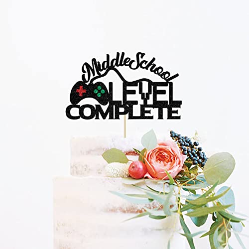 Black Glitter Middle School Graduation Cake Topper - Class of 2026