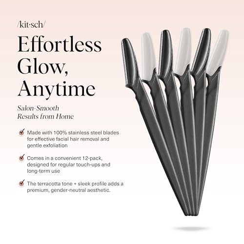 Kitsch Dermaplane Razors for Face – Black, 6 Pack Facial Exfoliators