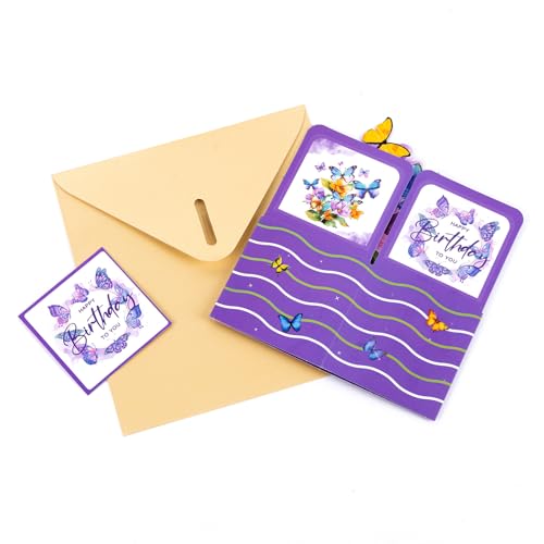 3D Butterfly and Flower Pop Up Greeting Card with Envelope