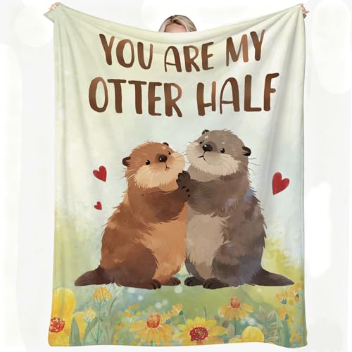 Romantic Otter Half Flannel Blanket for Couples - 50"x60"