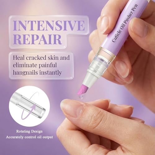 Plman 2-in-1 Cuticle Oil Pen and Ceramic Pusher - Lavender Nail Care