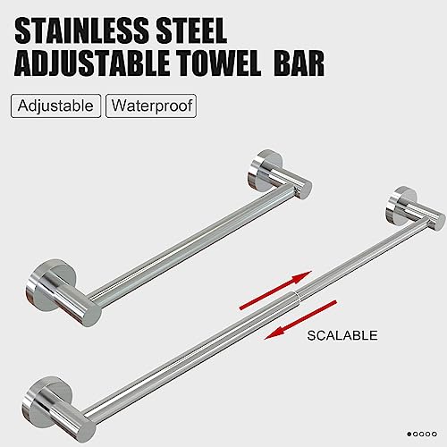 Adjustable 304 Stainless Steel Towel Bar for Bathroom - 11.8 to 22.6 Inches