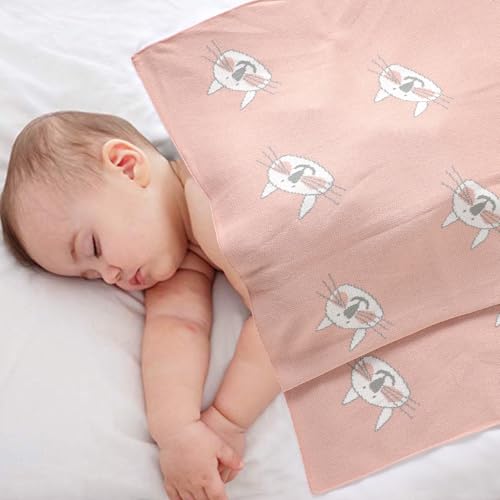 Hadetoto Baby Blanket for Boys & Girls - Cat Pink 40x30 Inch Soft Cotton Swaddle
